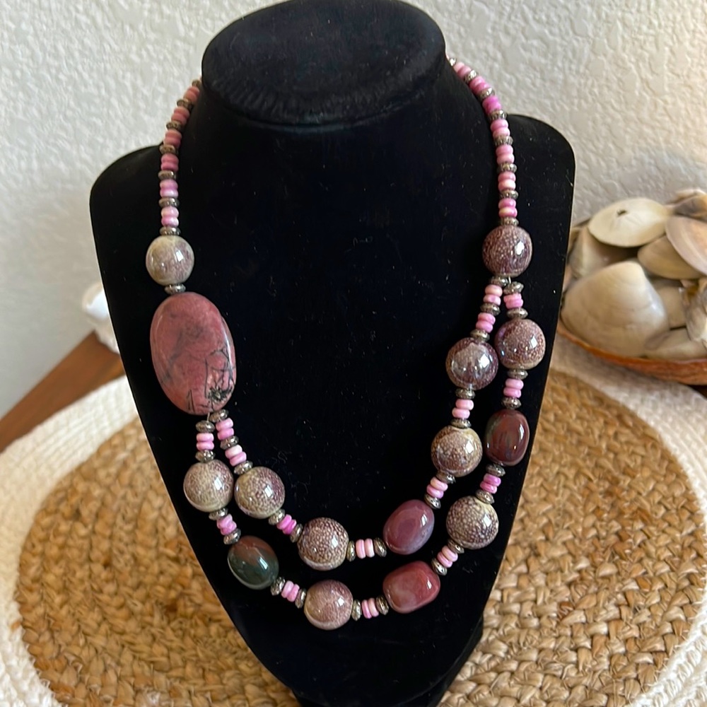 Artisan-Made Statement Necklace With Ceramic Bead… - image 1